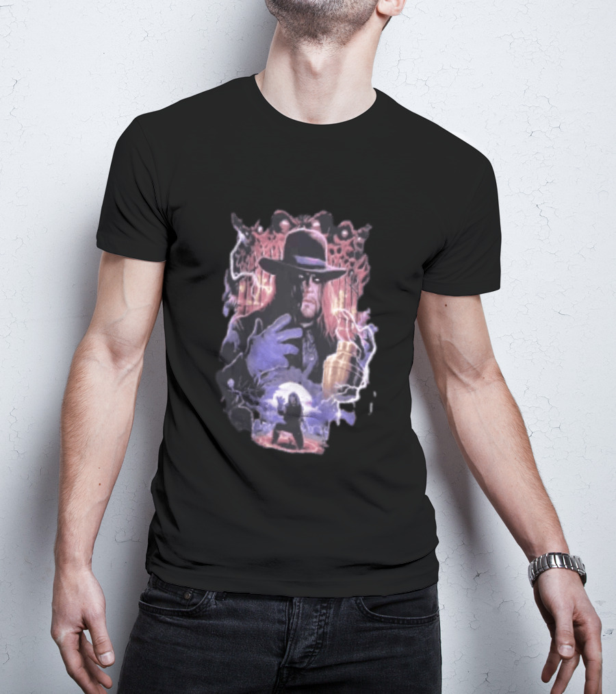 The Undertaker WWE Wrestler Vintage Style With Lightning And Urn T-Shirt