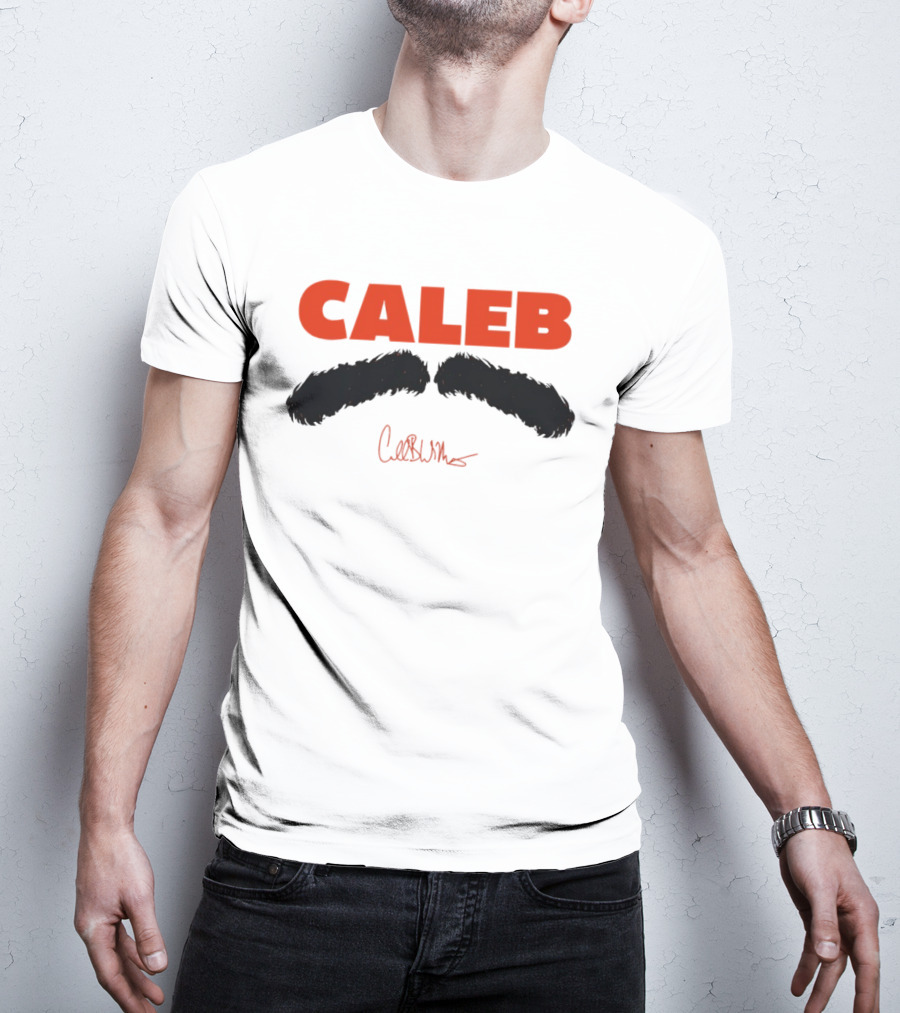Caleb Mustache Red Text Signature T-Shirt