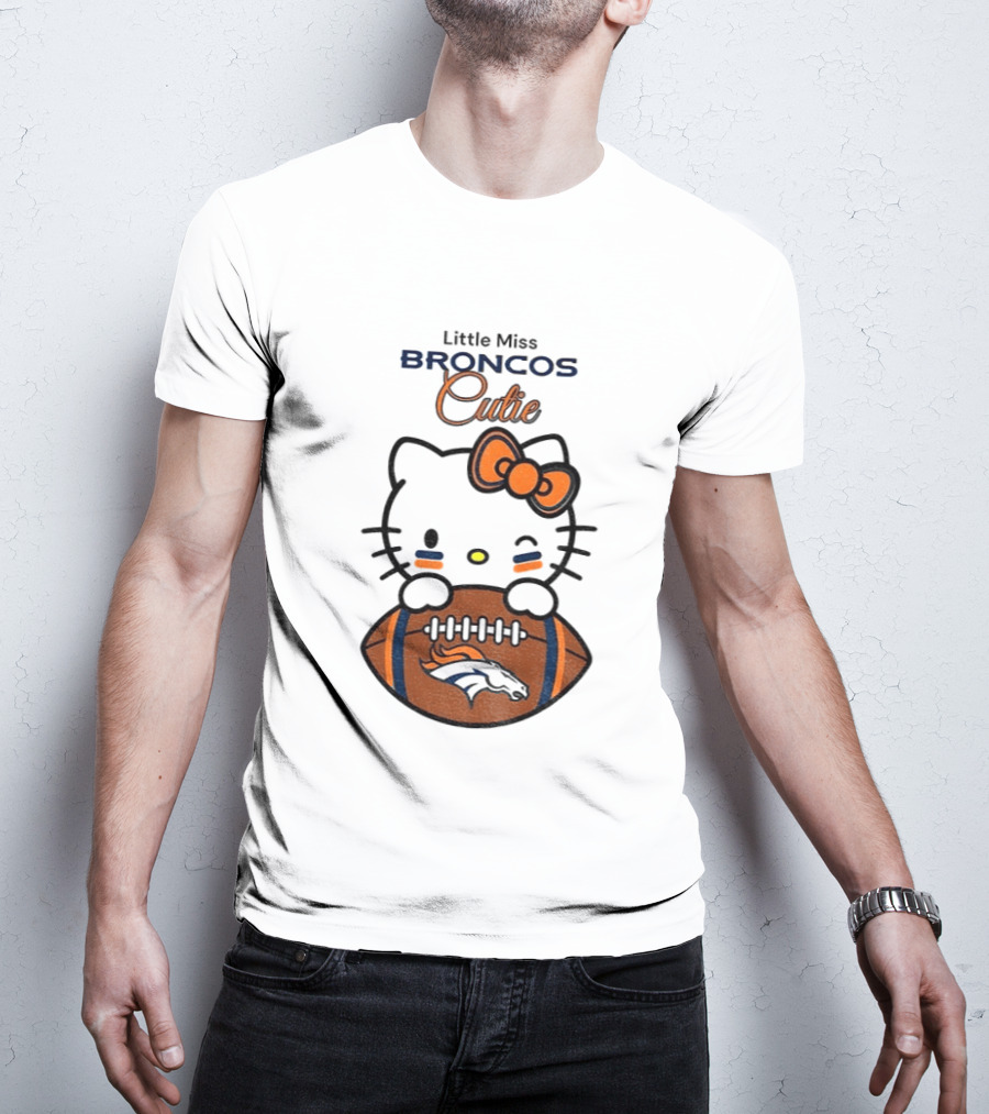 Little Miss Broncos Cutie Hello Kitty Football Fan T-Shirt