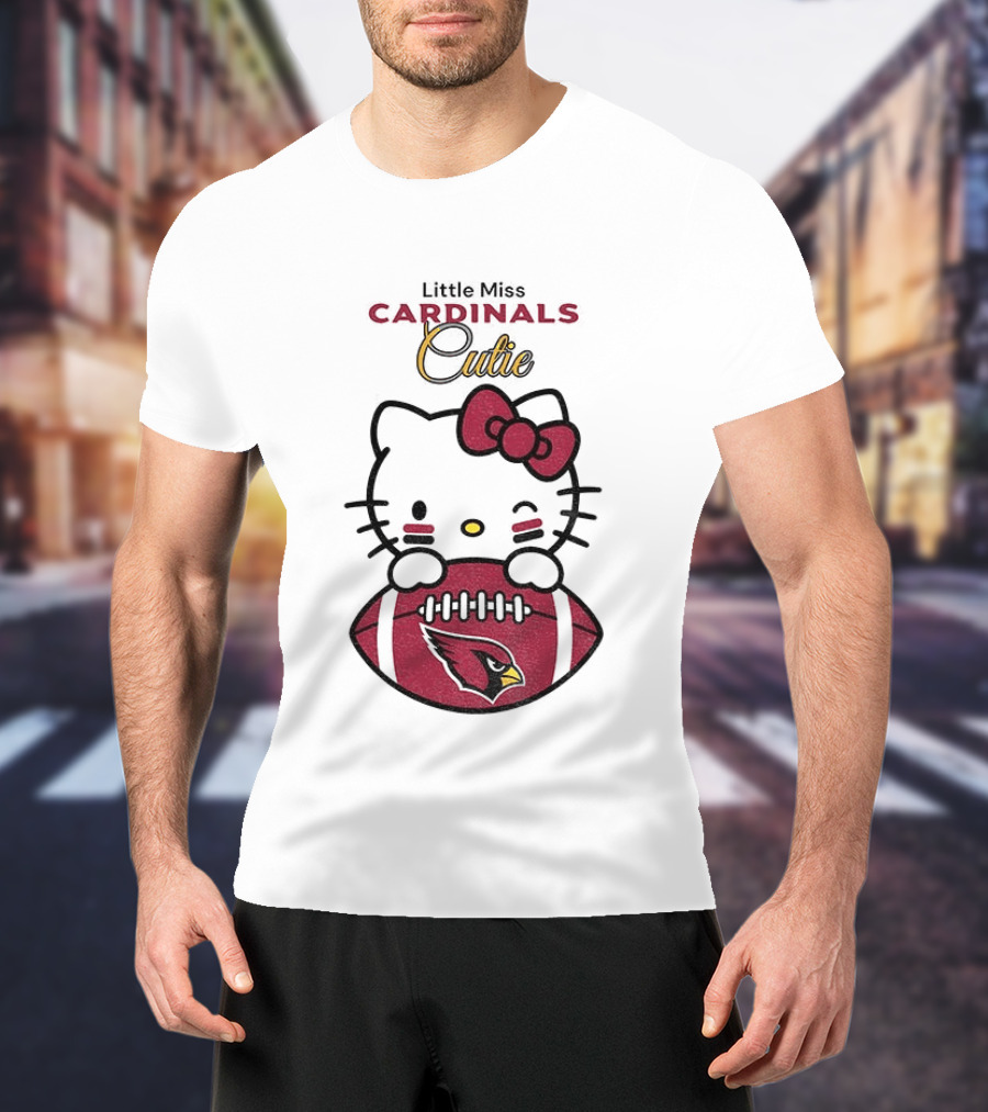 Little Miss Cardinals Cutie Hello Kitty Football T-Shirt