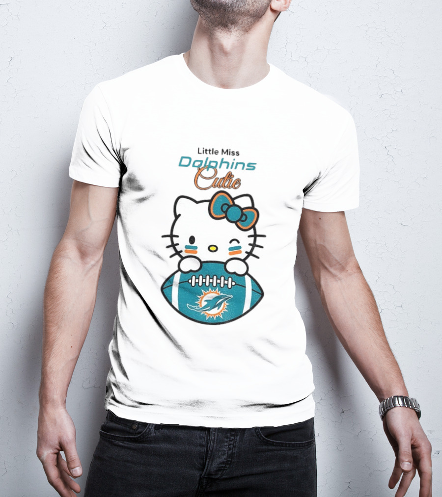 Little Miss Dolphins Cutie Hello Kitty Football T-Shirt