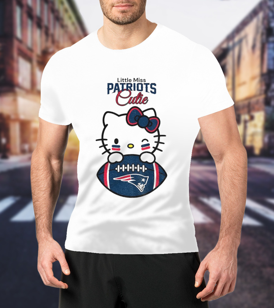 Little Miss Patriots Cutie Hello Kitty Football T-Shirt