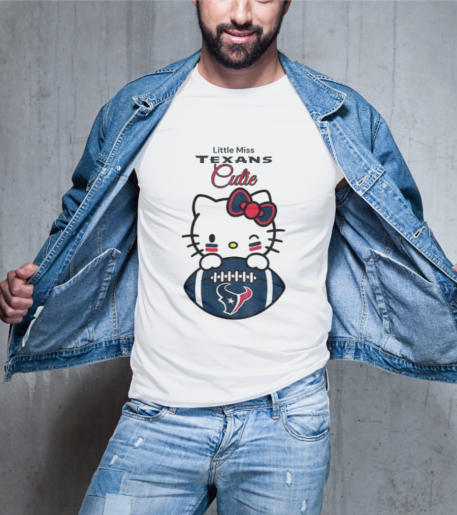 Little Miss Texans Cutie Hello Kitty Football T-Shirt