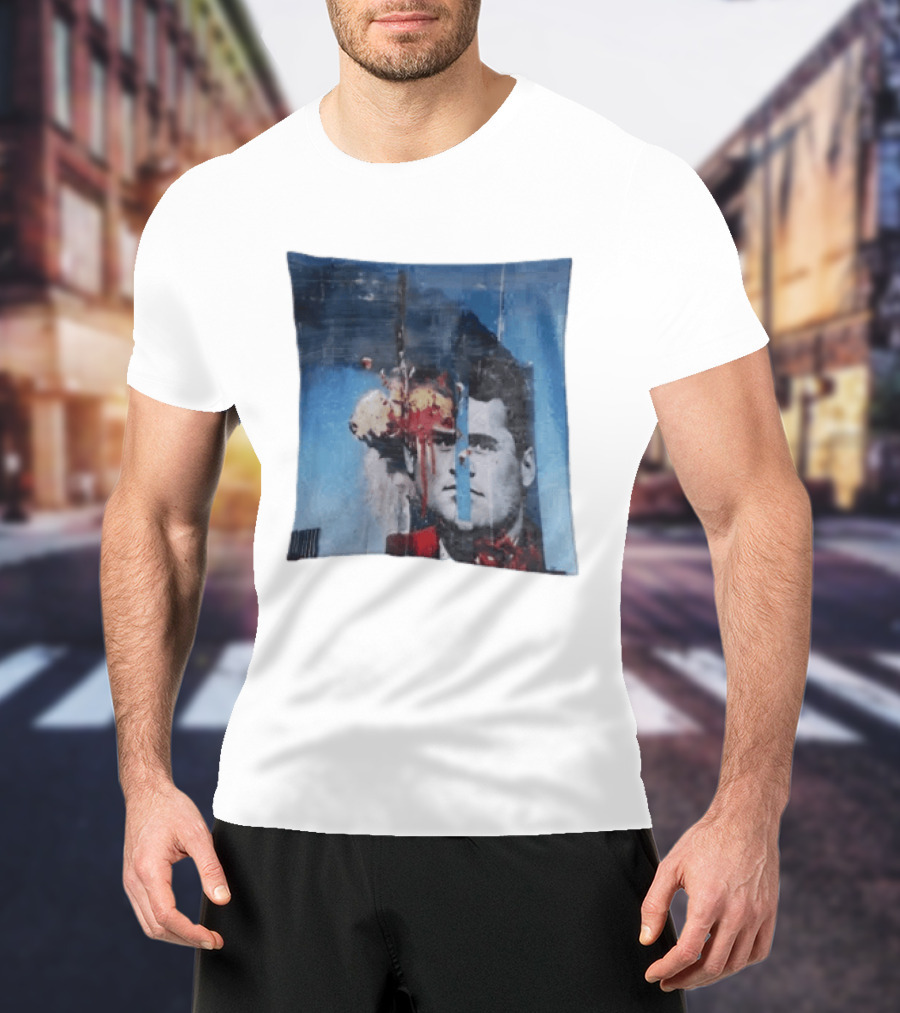 Explosion Face Collage Tower Crew Neck Short Sleeve T-Shirt