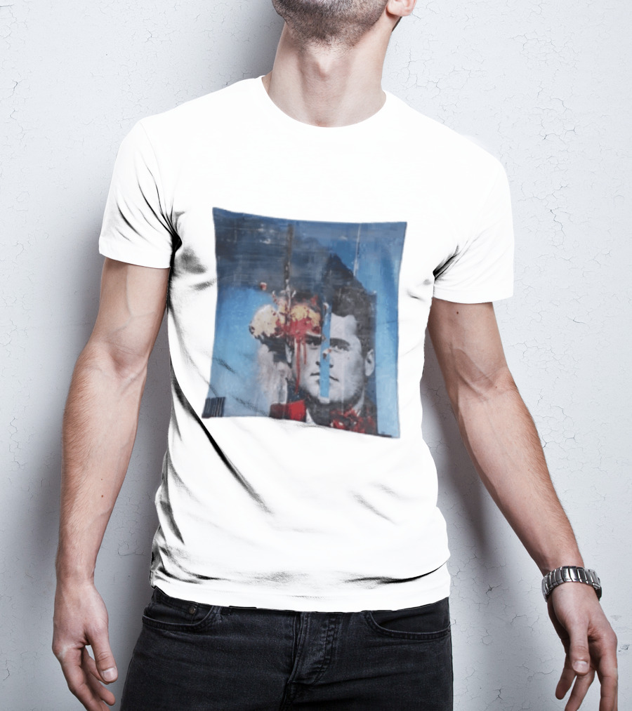 Explosion Face Collage Tower Crew Neck Short Sleeve T-Shirt