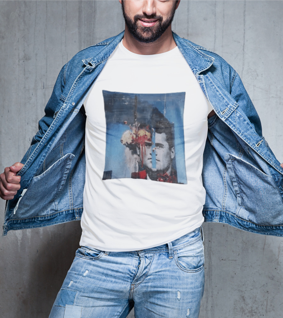 Explosion Face Collage Tower Crew Neck Short Sleeve T-Shirt
