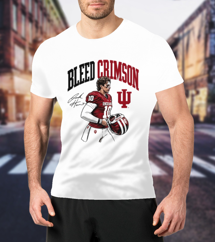 Bleed Crimson IU Football Number 10 Player Signature T-Shirt
