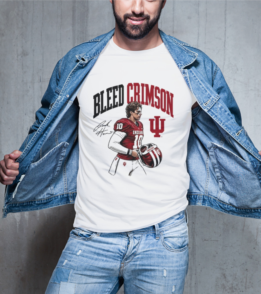 Bleed Crimson IU Football Number 10 Player Signature T-Shirt