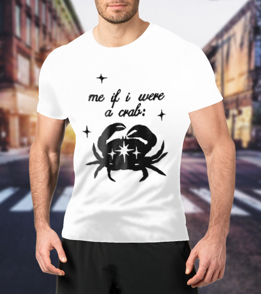 Me If I Were A Crab Crustacean Sparkles Silhouette Four Point Stars T-Shirt