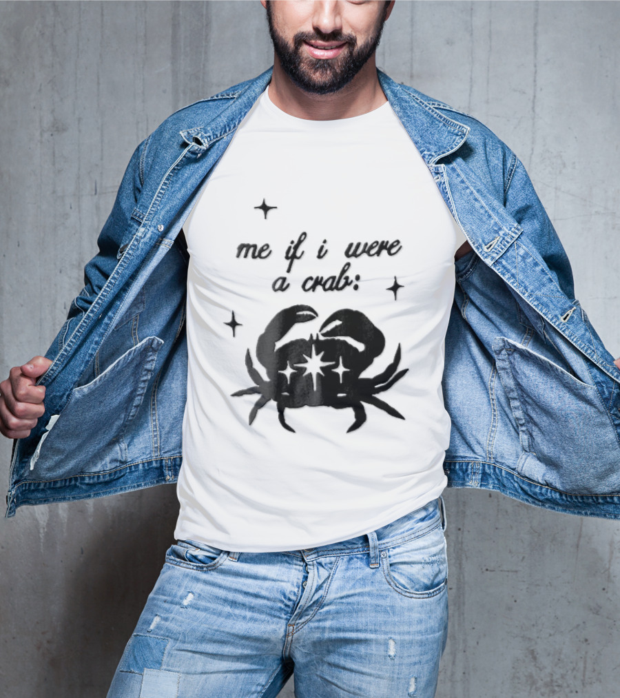 Me If I Were A Crab Crustacean Sparkles Silhouette Four Point Stars T-Shirt