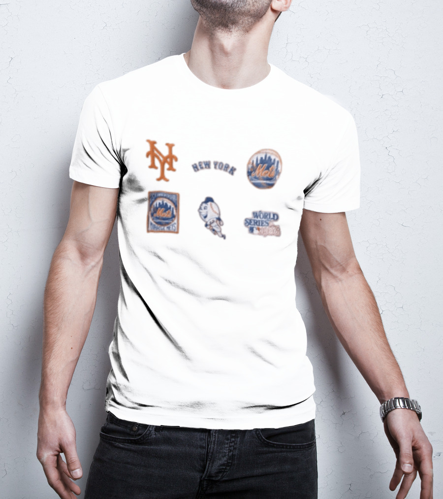 New York Mets 25th Anniversary 1986 World Series Logos T-Shirt