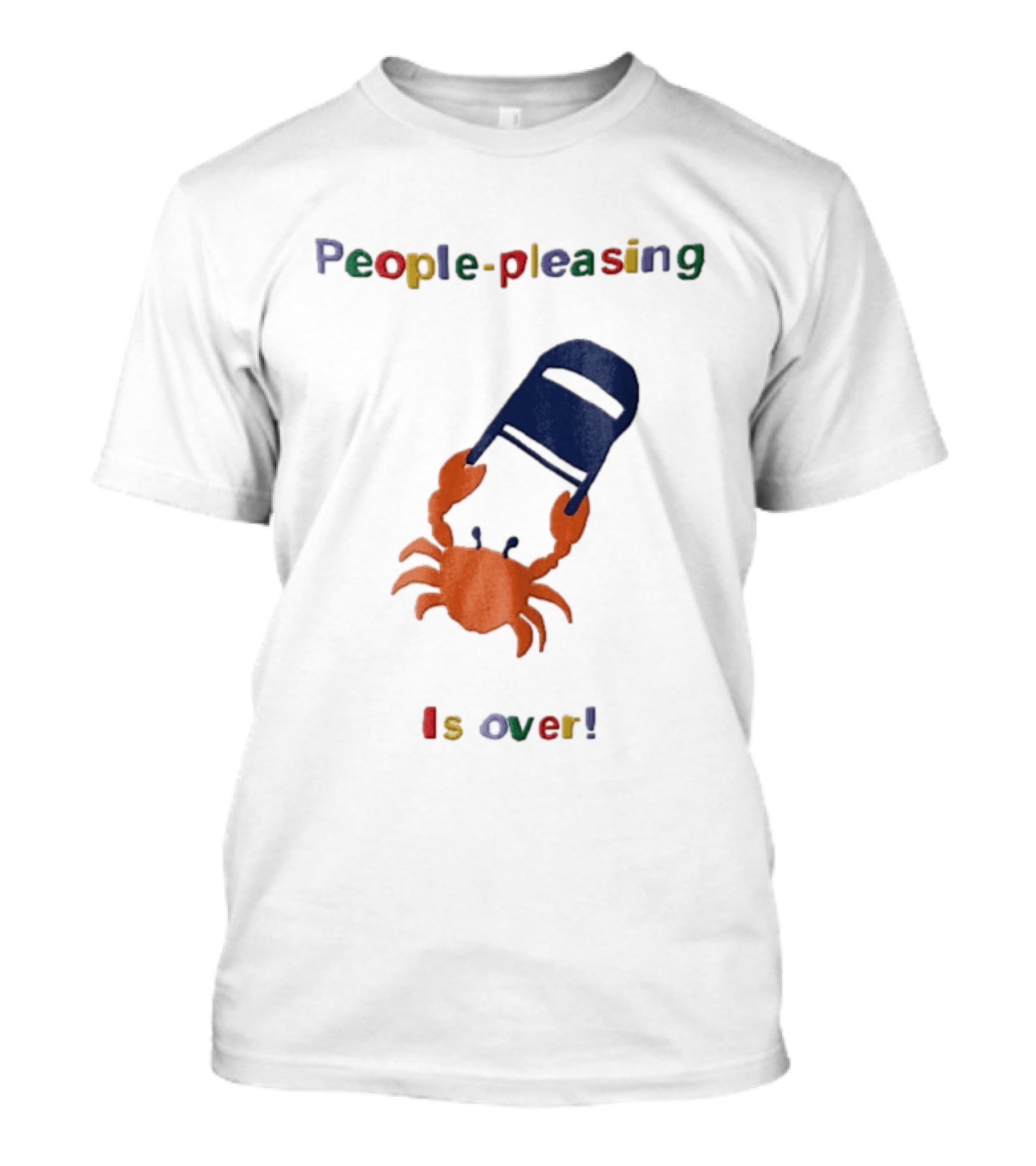 People Pleasing Is Over Orange Crab Throwing Folding Chair Popcompunk Cartoon T-Shirt