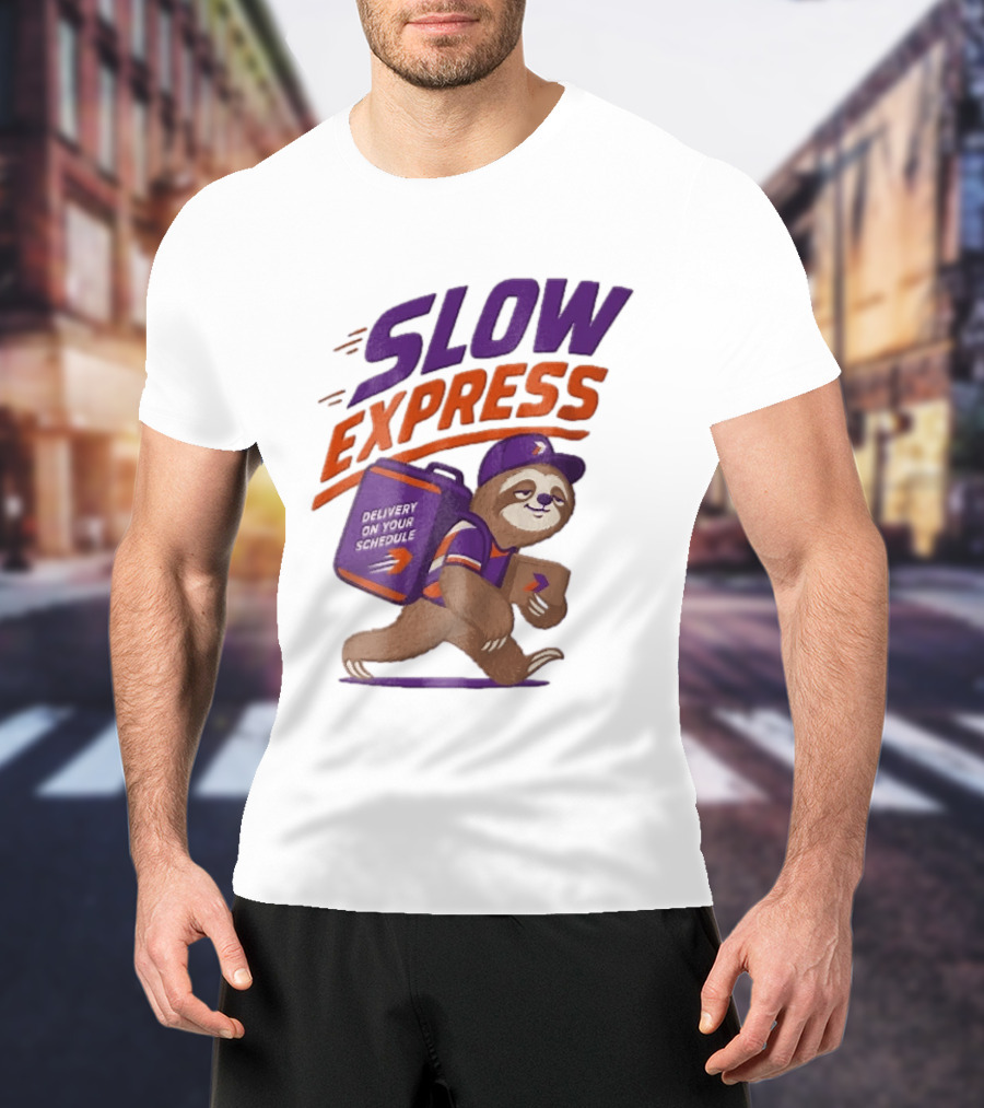 Slow Express Delivery On Your Schedule Cartoon Sloth Courier Carrying Package T-Shirt