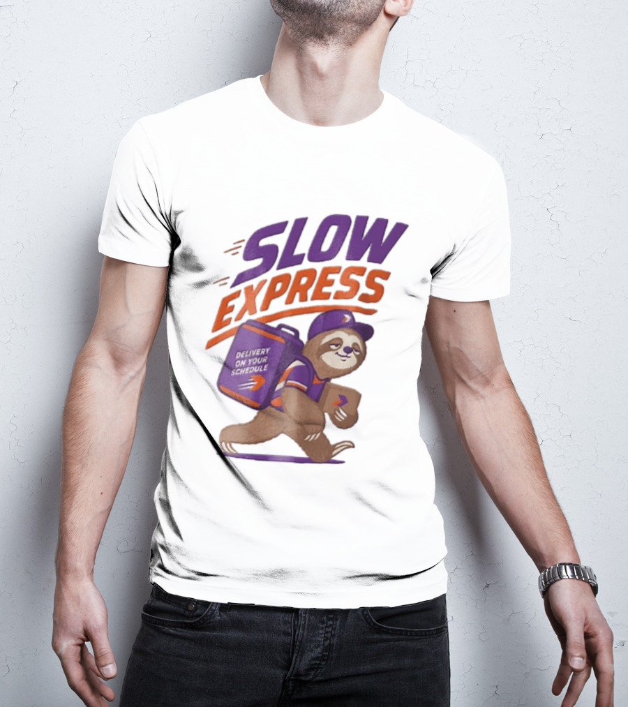 Slow Express Delivery On Your Schedule Cartoon Sloth Courier Carrying Package T-Shirt