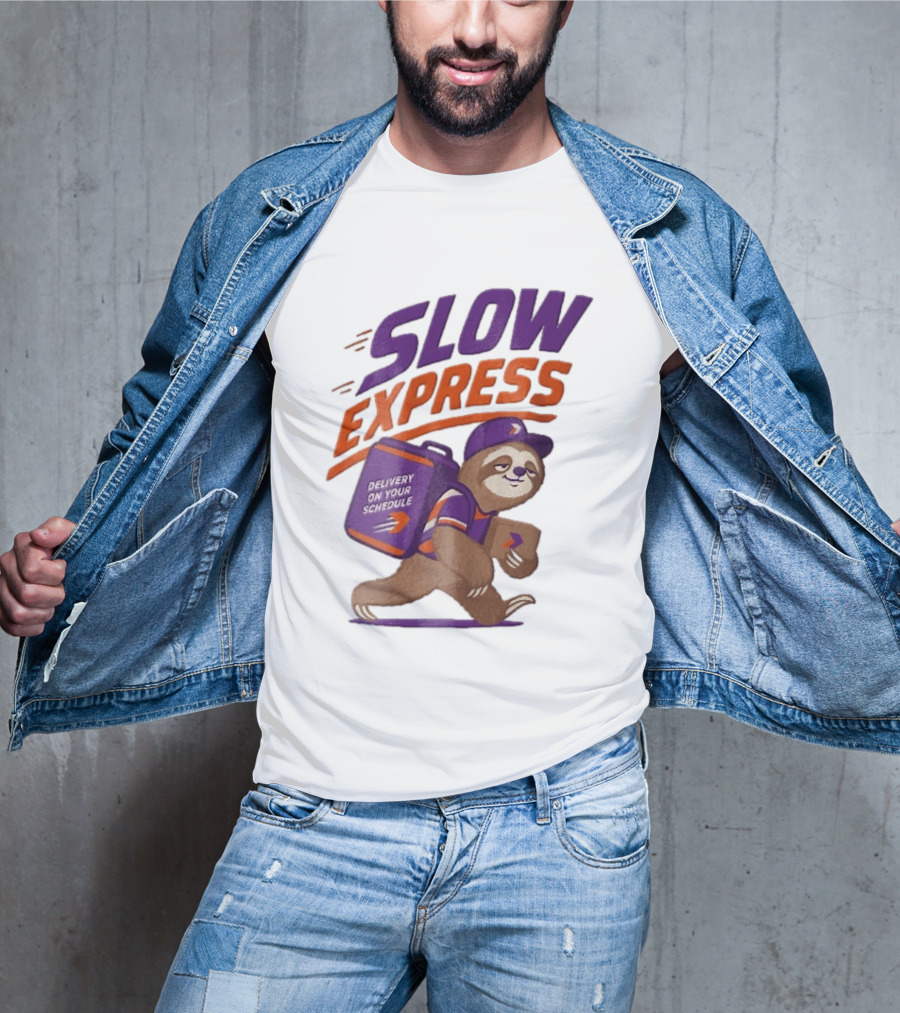 Slow Express Delivery On Your Schedule Cartoon Sloth Courier Carrying Package T-Shirt