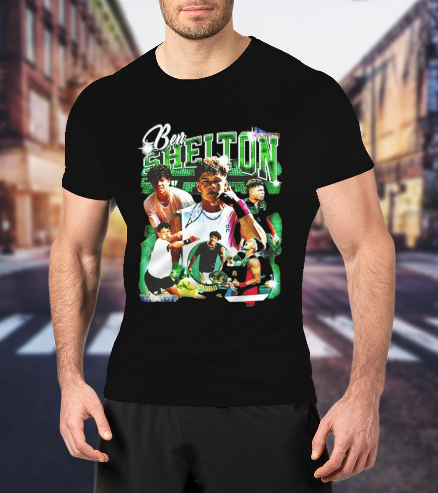 Ben Shelton Tennis Champions Green Collage T-Shirt