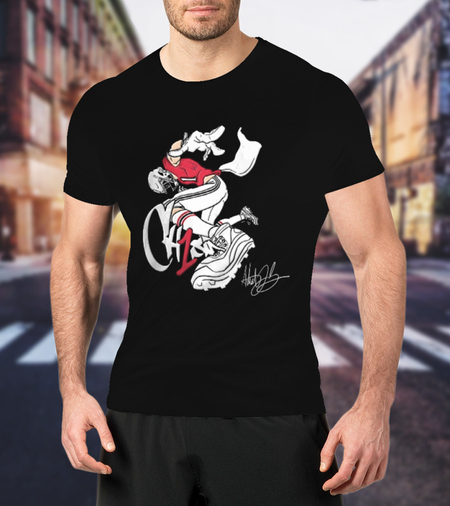 C1n Cam Newton New England Patriots Fisheye Cleat Cartoon Line T-Shirt