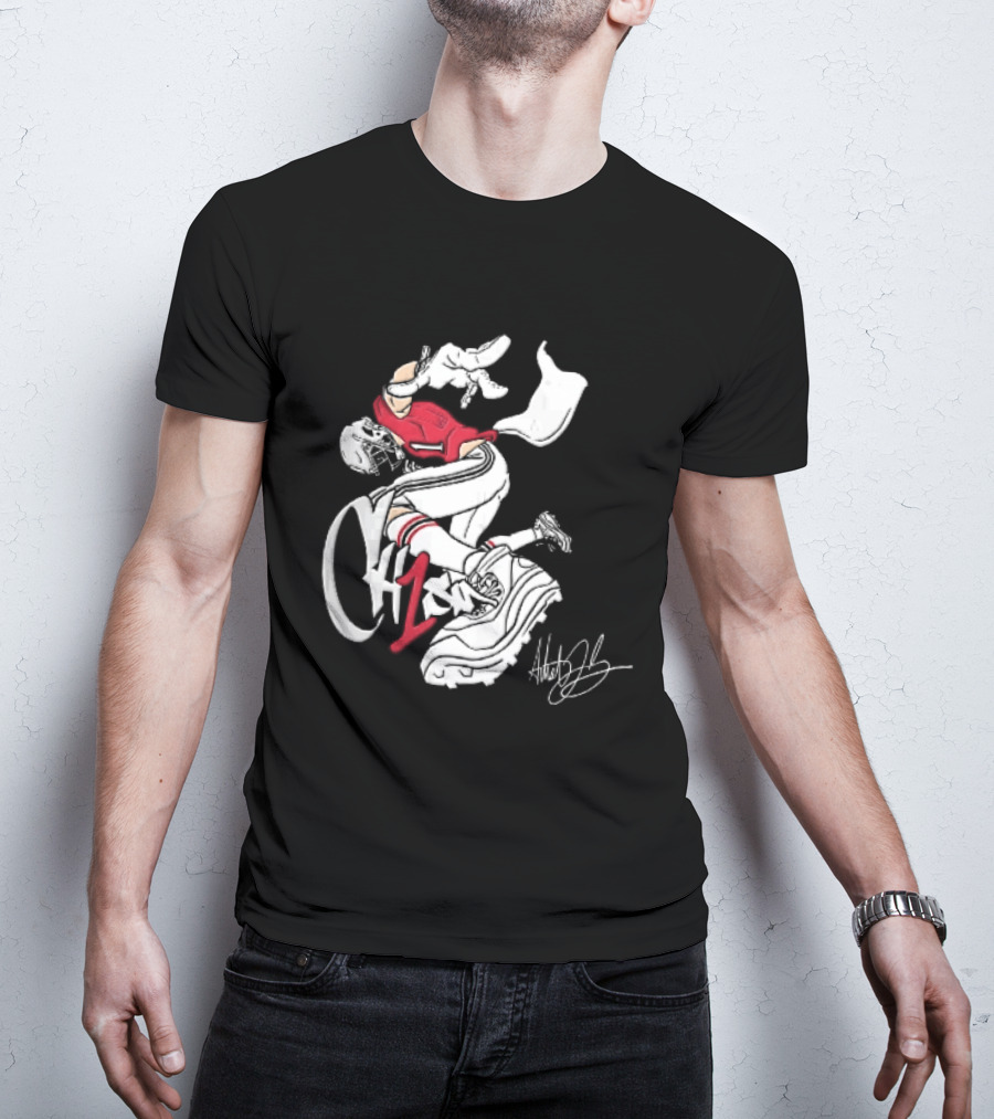 C1n Cam Newton New England Patriots Fisheye Cleat Cartoon Line T-Shirt