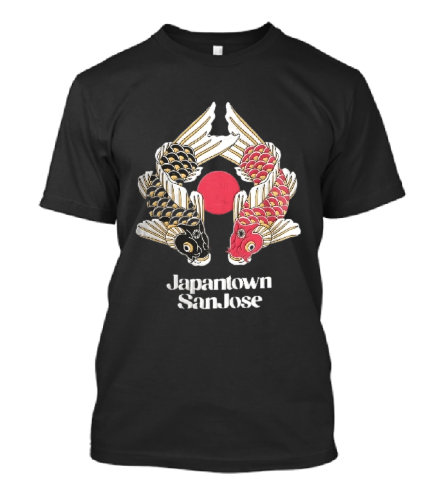 Japantown San Jose Two Koi Fish Red Sun T-Shirt