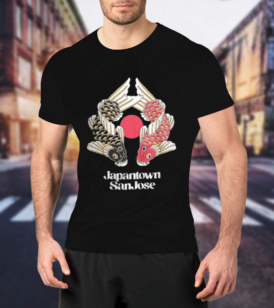 Japantown San Jose Two Koi Fish Red Sun T-Shirt