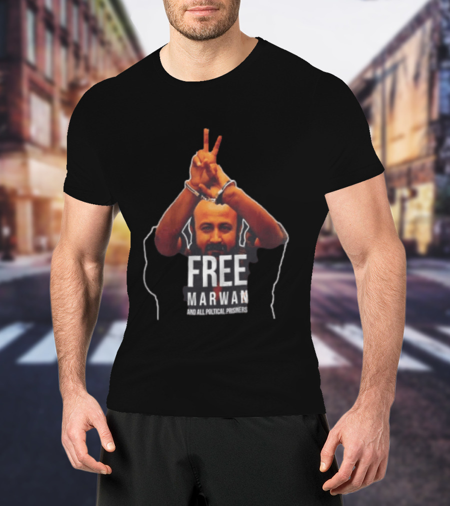 Free Marwan Barghouti And All Political Prisoners Handcuffed Peace Sign T-Shirt