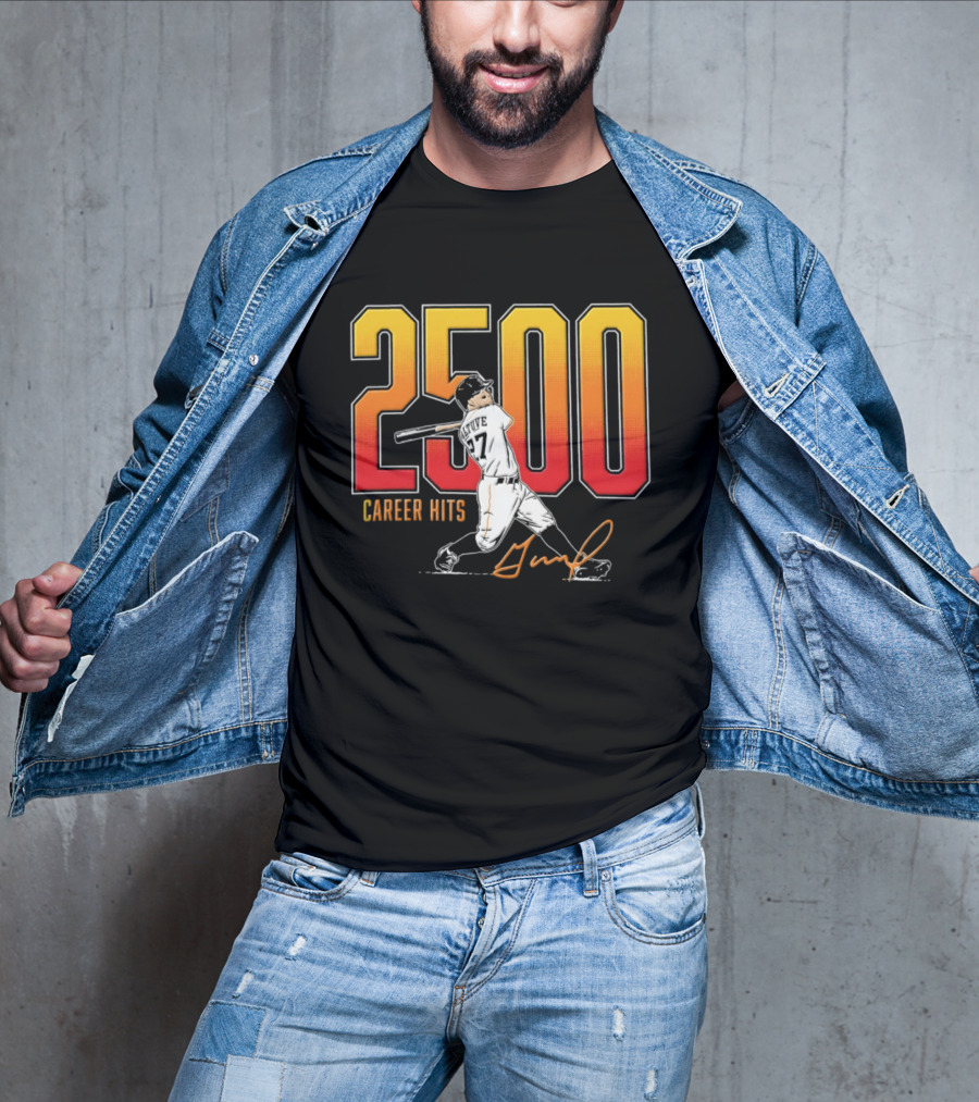 2500 Career Hits Houston Astros Baseball Jose Altuve Historic T-Shirt