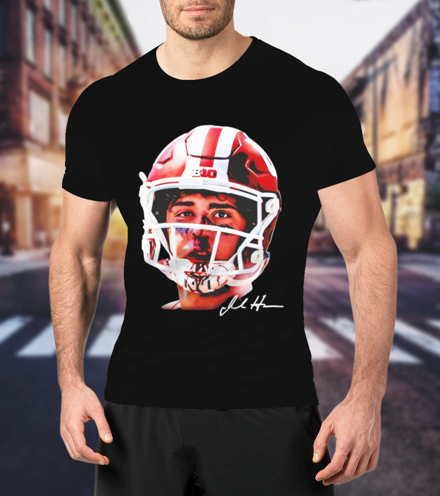 Josh Hoover Indiana Tuff Bloody Face Big Ten Football Helmet Signature T-Shirt
