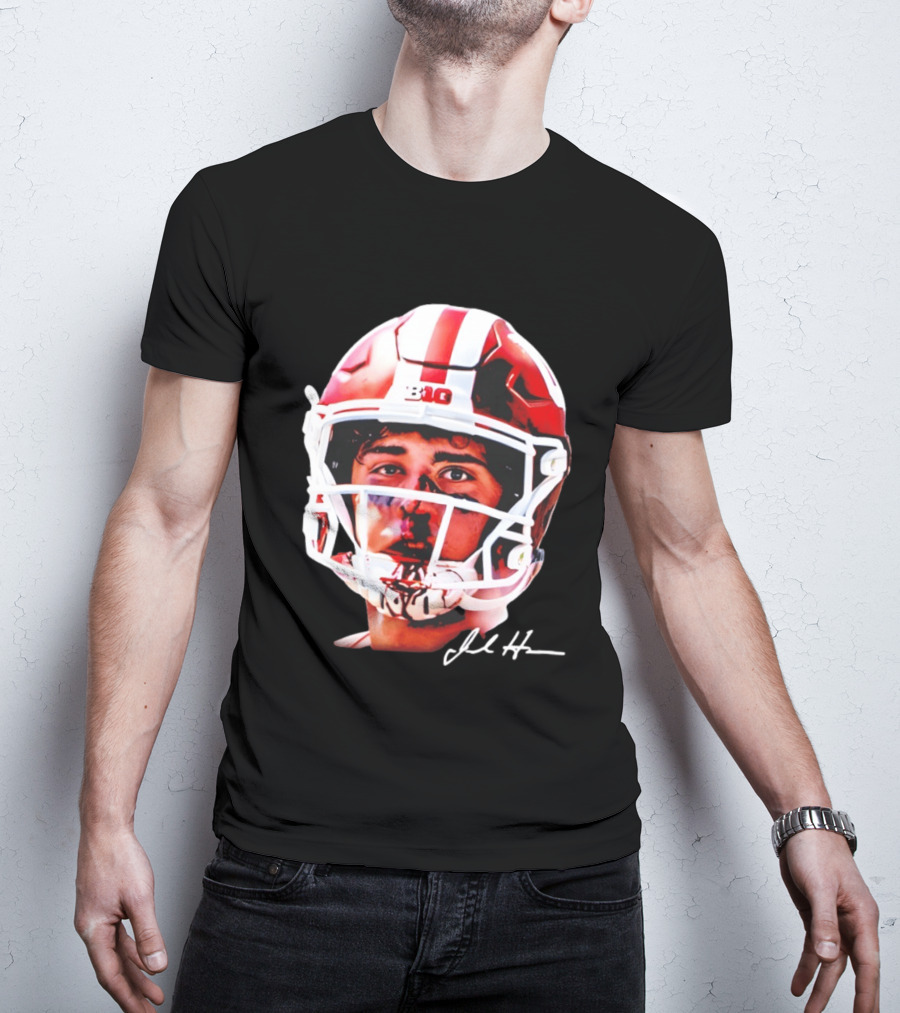 Josh Hoover Indiana Tuff Bloody Face Big Ten Football Helmet Signature T-Shirt