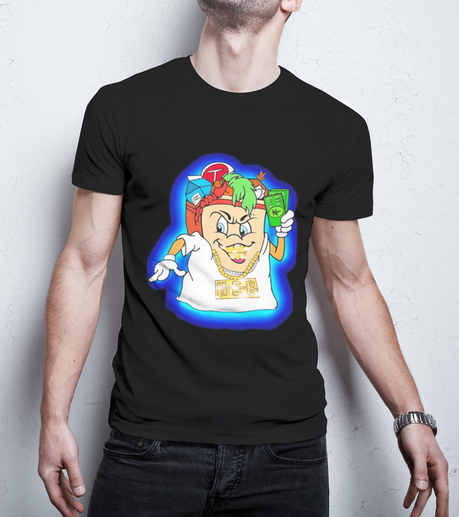 H E Buddy Bud Bucks Character Holding Bud Buck Bills And Wearing Gold Chain With Bling H E B T-Shirt