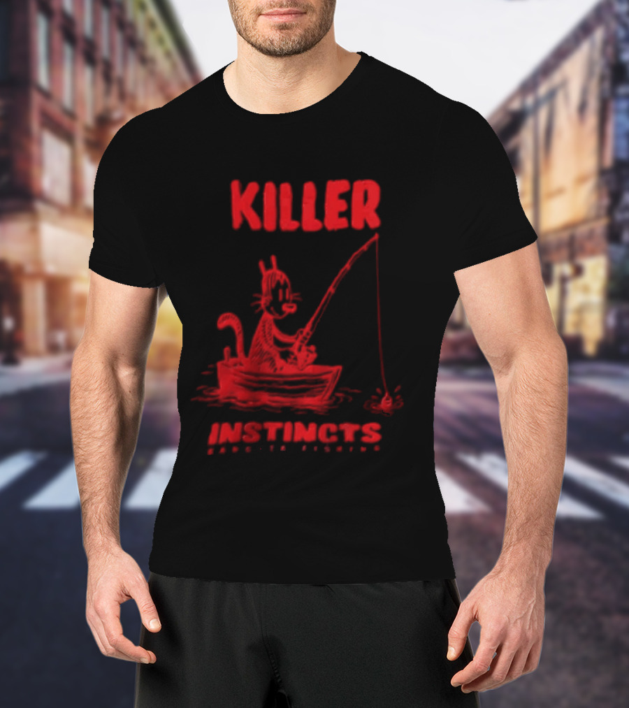 Killer Instincts Fishing Cat In A Boat T-Shirt