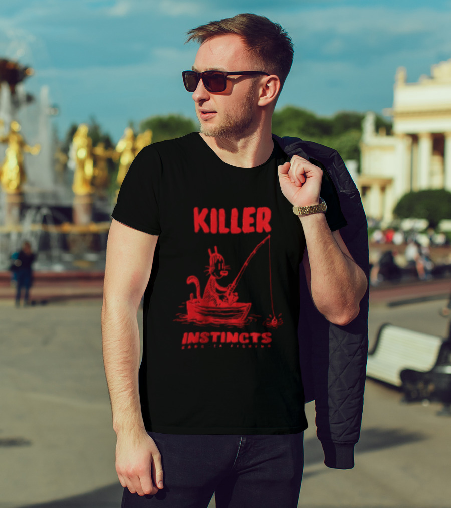 Killer Instincts Fishing Cat In A Boat T-Shirt