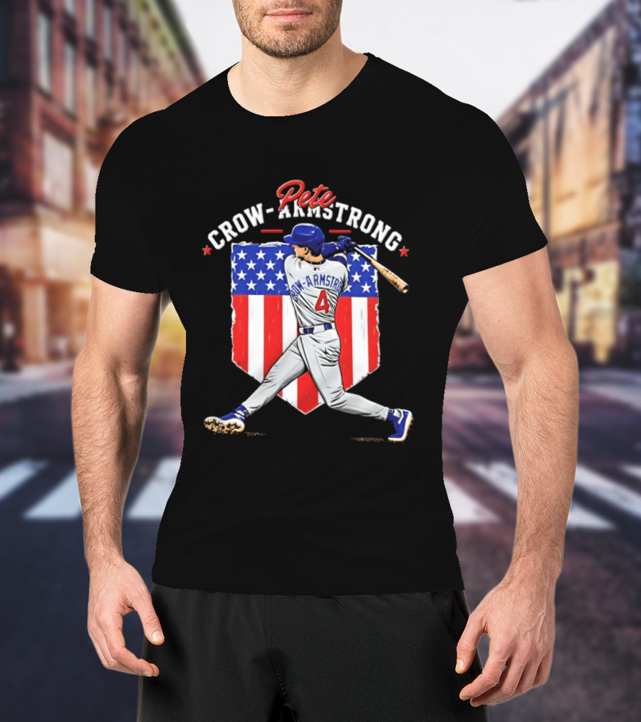 Pete Crow Armstrong Chicago Cubs Baseball 4 American Flag 2026 T-Shirt