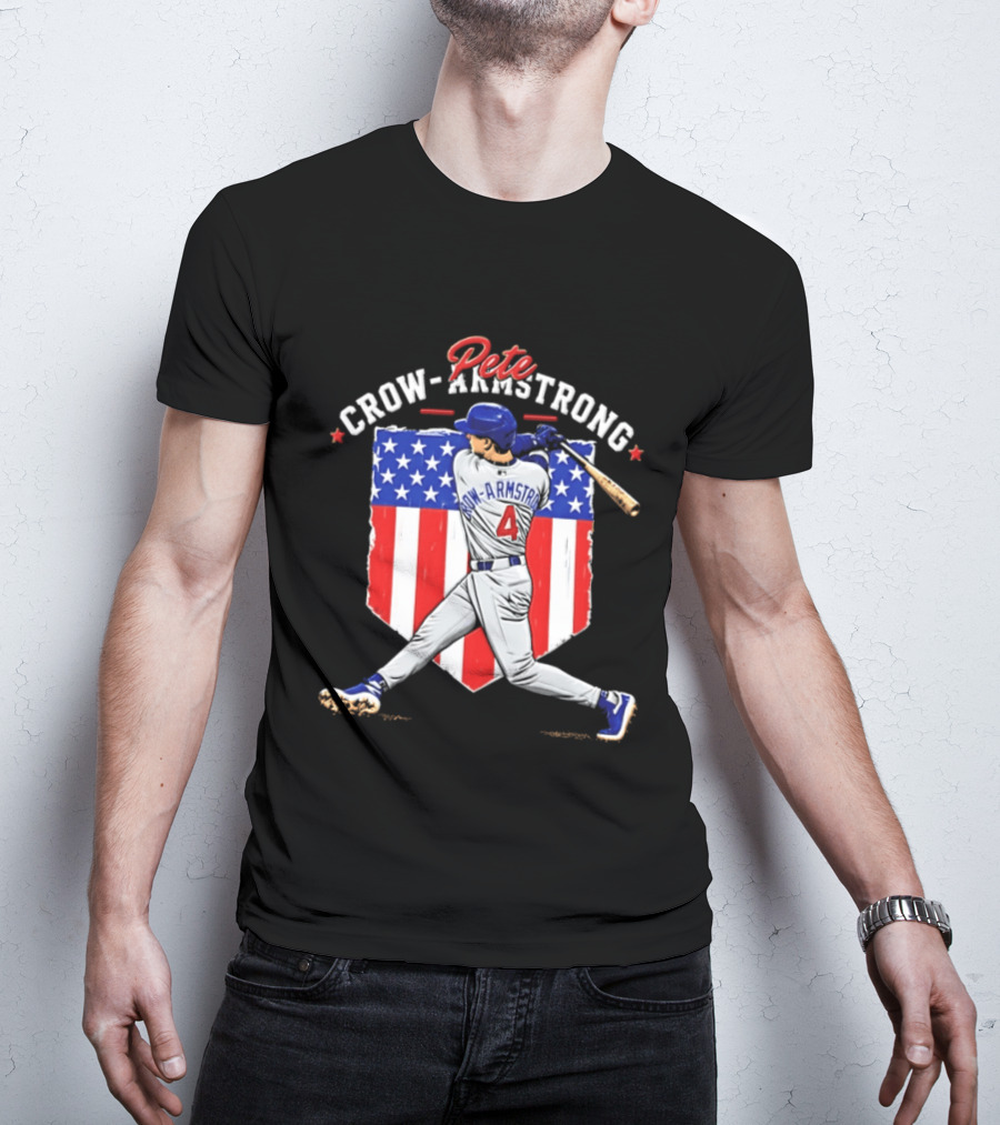 Pete Crow Armstrong Chicago Cubs Baseball 4 American Flag 2026 T-Shirt