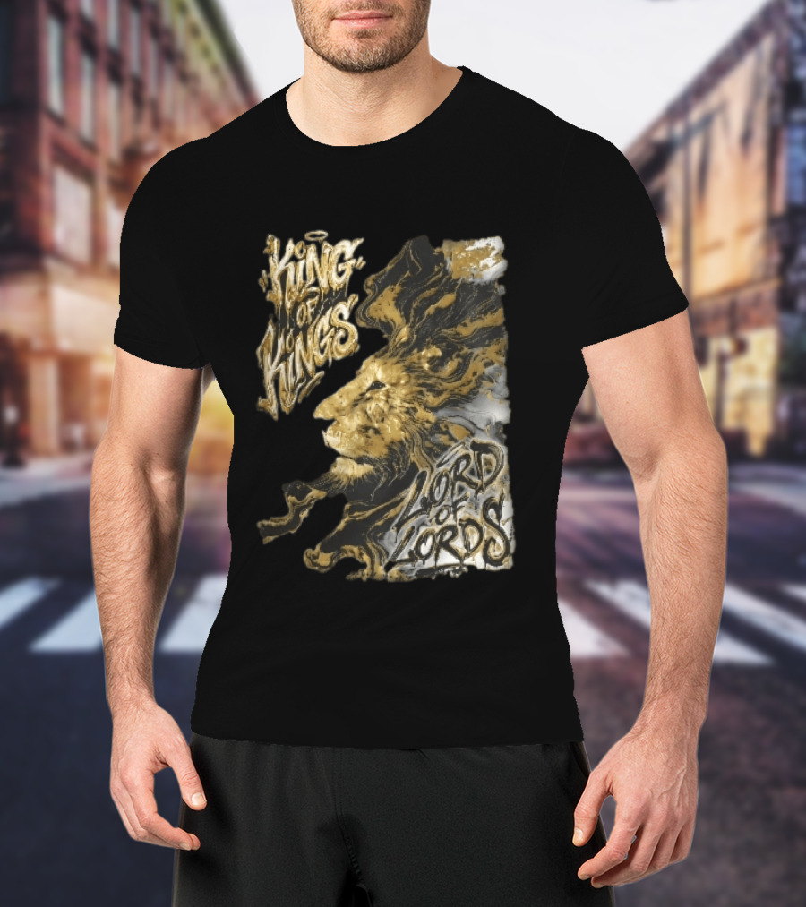 King Of Kings Lord Of Lords Golden Lion Swirling Mane T-Shirt