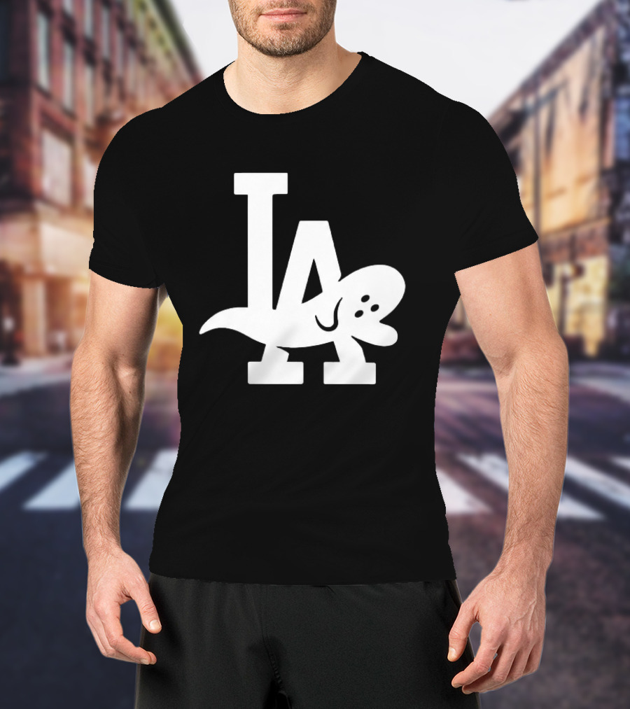 Los Angeles Dodgers LA Ghost Logo Halloween T-Shirt