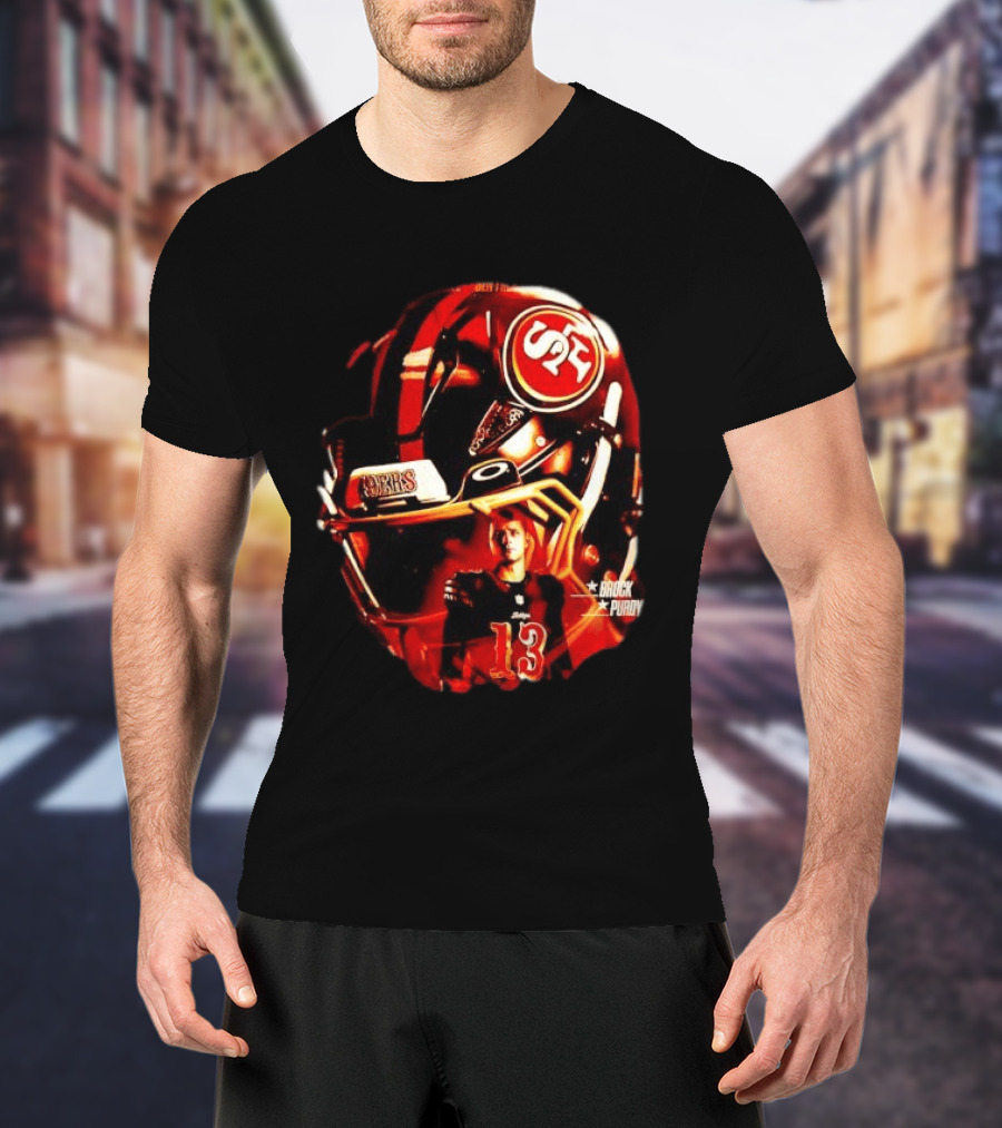 San Francisco 49ers Brock Purdy 13 Football Helmet NFL Night T-Shirt