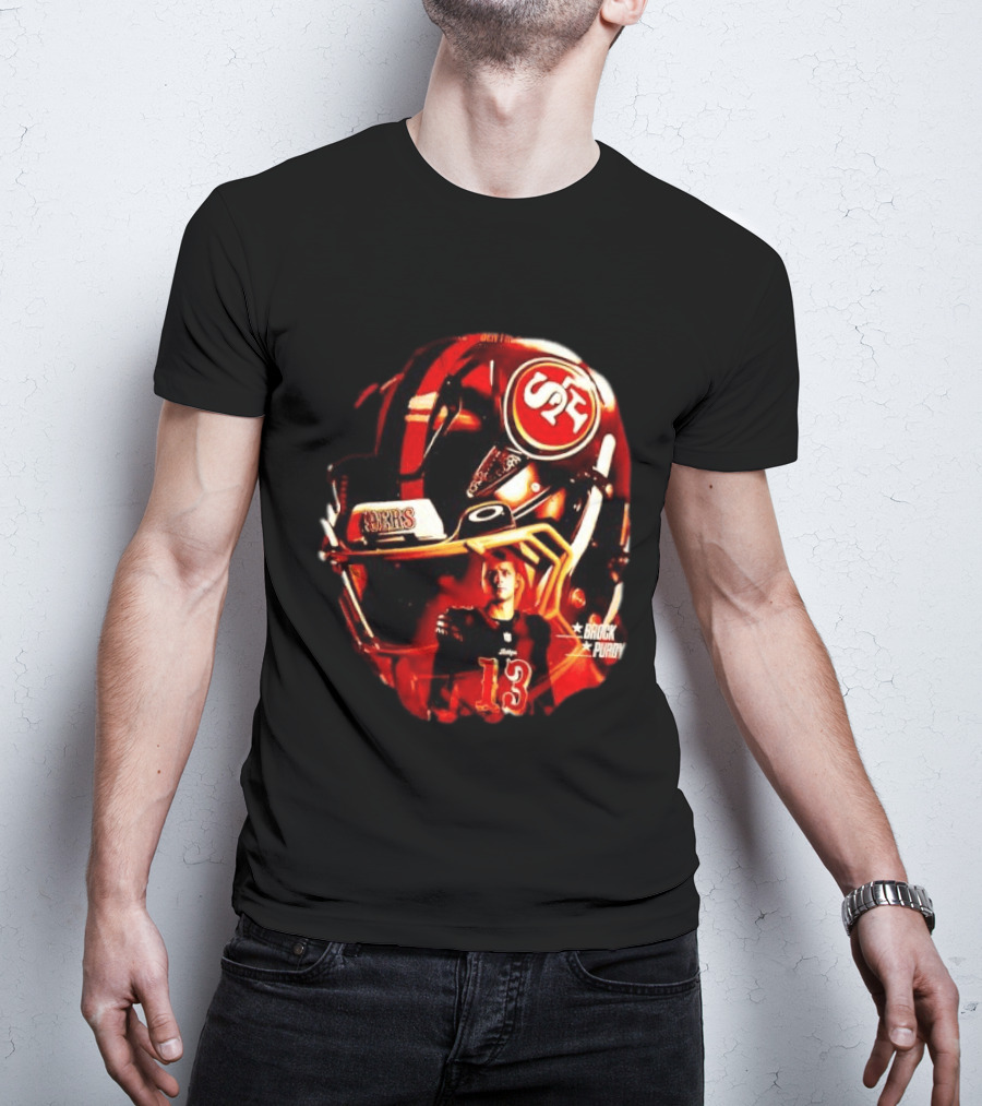 San Francisco 49ers Brock Purdy 13 Football Helmet NFL Night T-Shirt