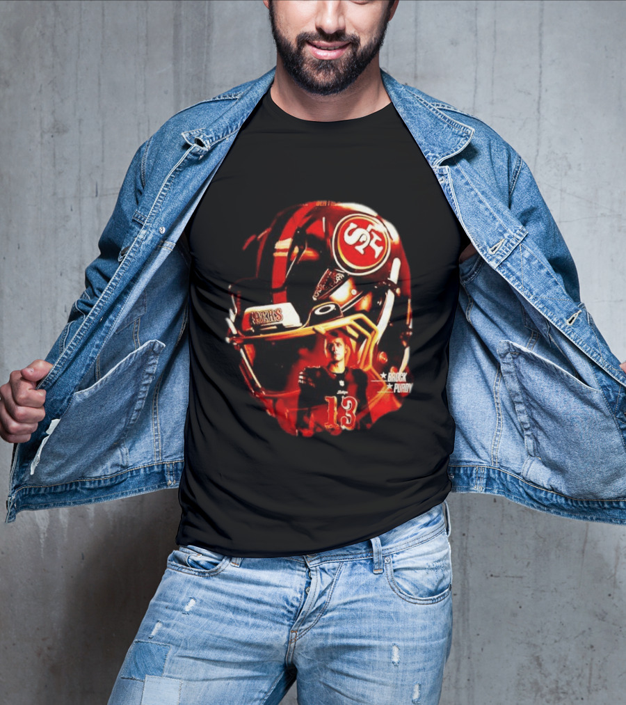 San Francisco 49ers Brock Purdy 13 Football Helmet NFL Night T-Shirt