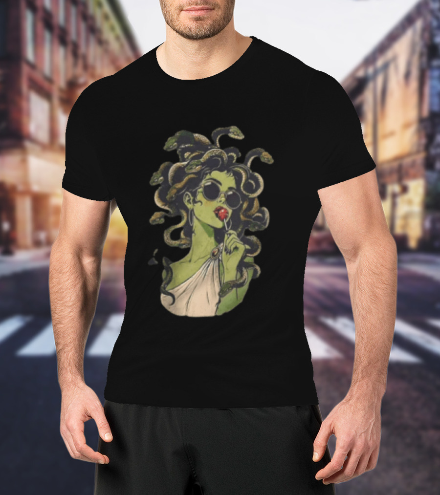 Vintage Medusa With Sunglasses And Lollipop T-Shirt