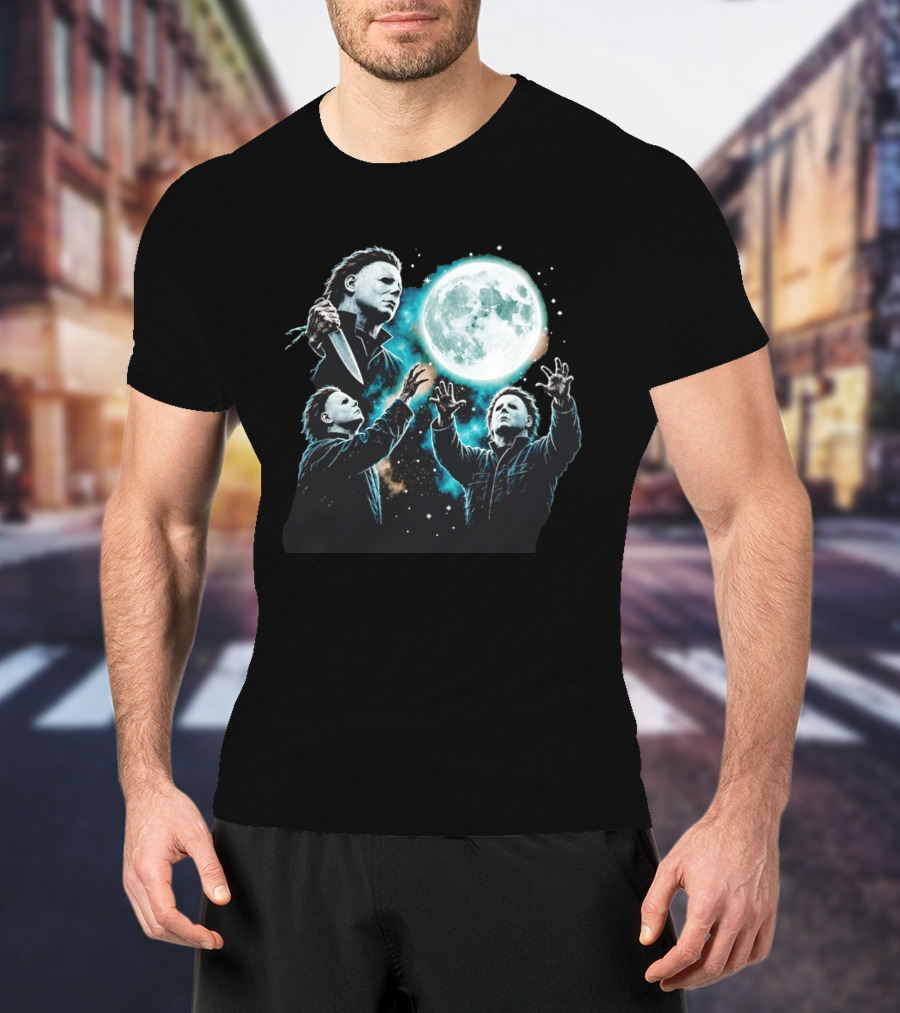 Michael Myers Halloween Moon Knife Scene T-Shirt