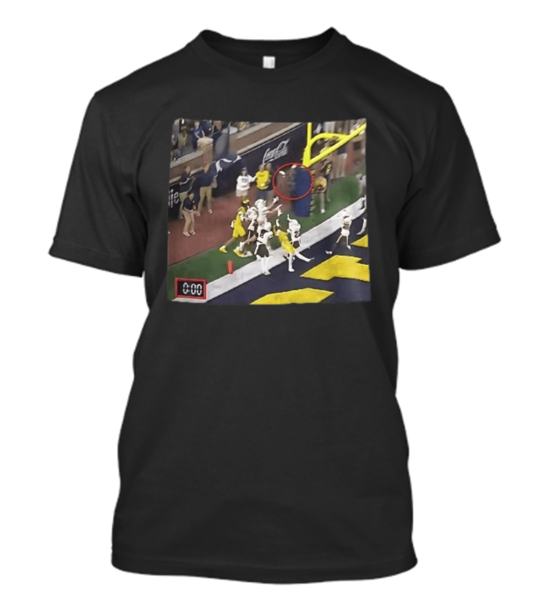 Michigan Wolverines NCAA Football Endzone Goalpost Red Circles 0:00 Photo T-Shirt