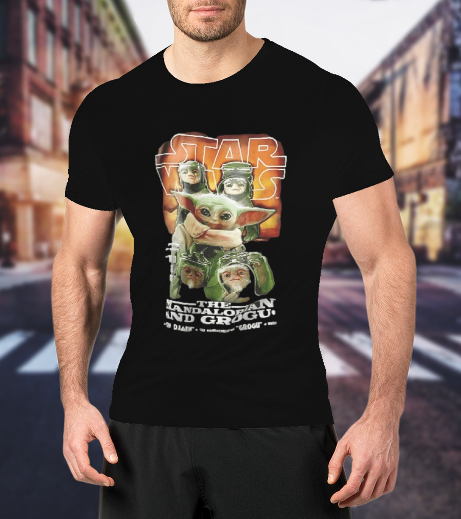 Star Wars The Mandalorian Grogu Din Djarin Anzellan Droidsmiths Collage This Is Way T-Shirt