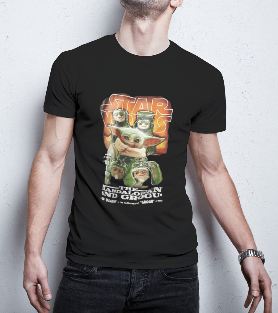 Star Wars The Mandalorian Grogu Din Djarin Anzellan Droidsmiths Collage This Is Way T-Shirt