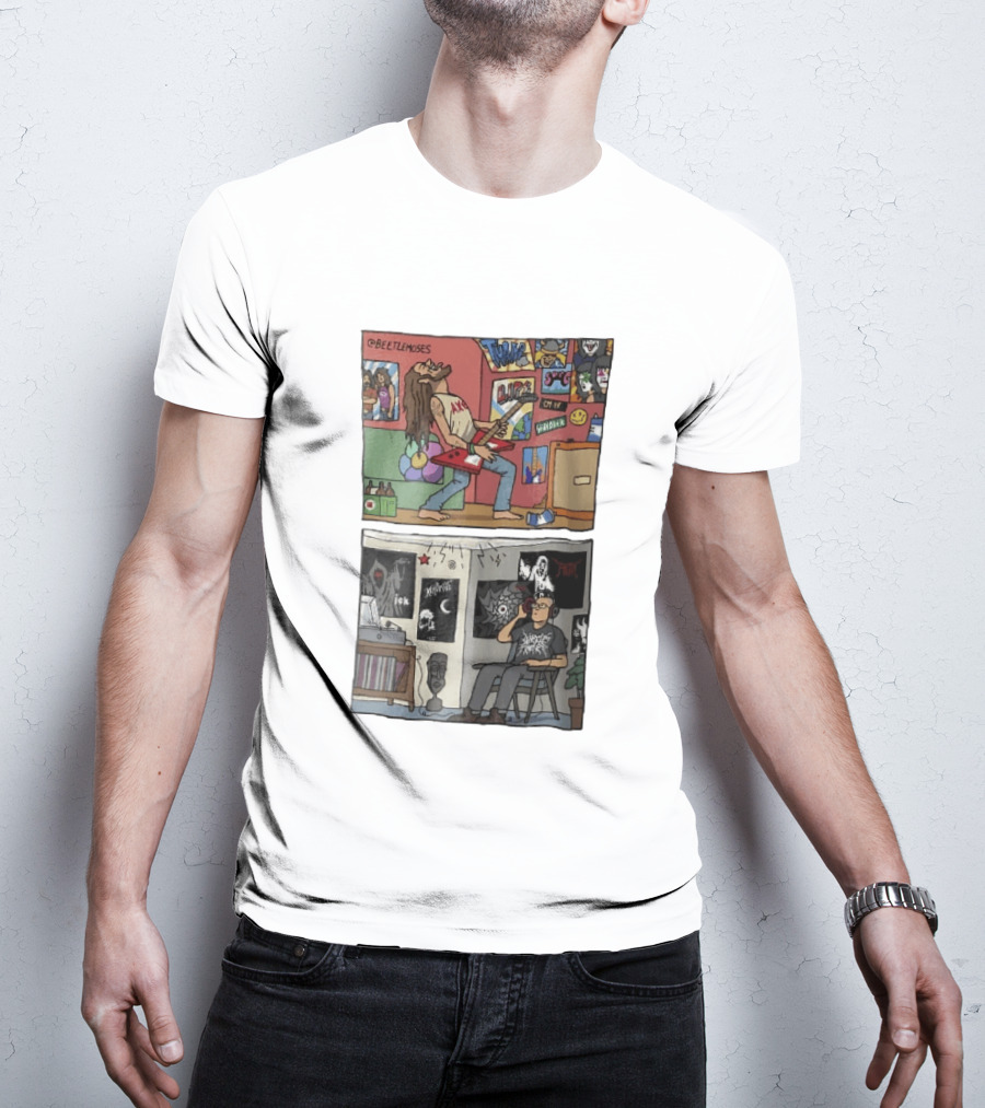 Beetlemoses Comic Heavy Metal Guitarist Listening S Room T-Shirt
