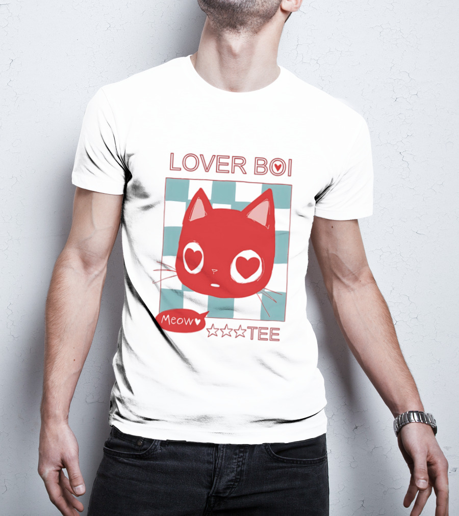 Lover Boi Meow Red Cat Star T-Shirt
