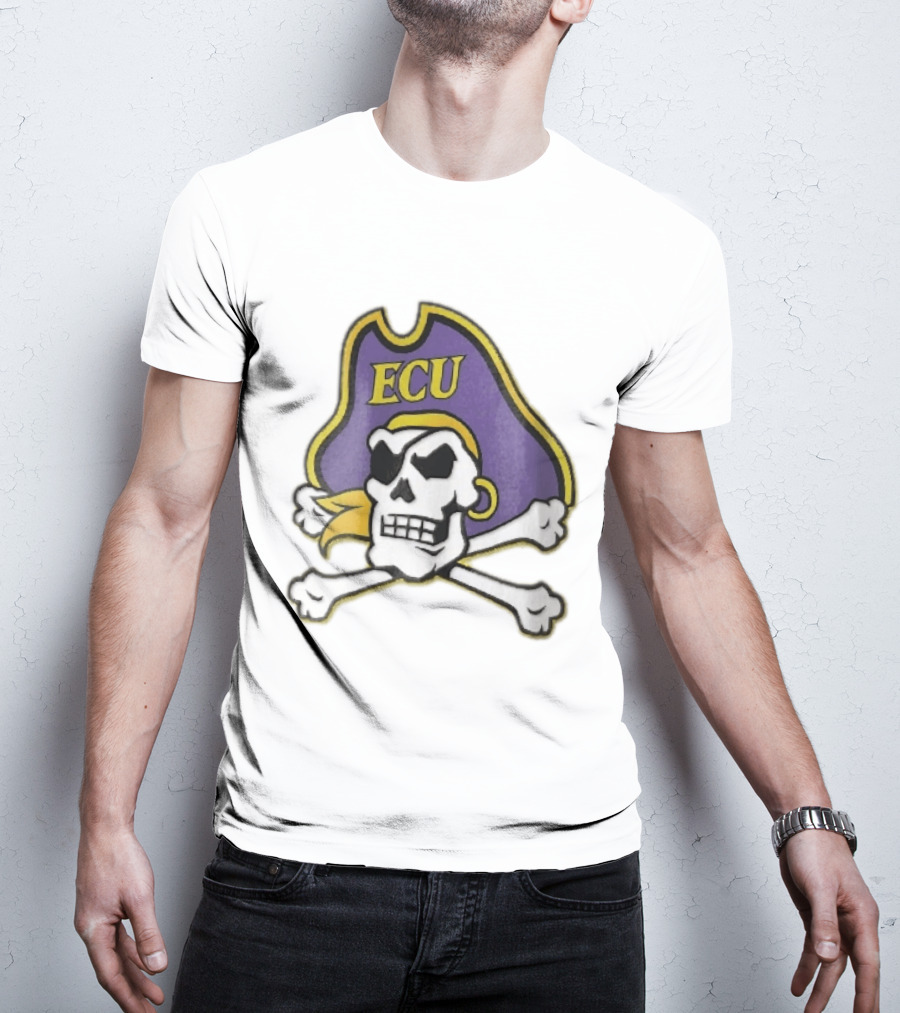 ECU Pirates Skull Crossbones Eyepatch Bandana NCAA T-Shirt
