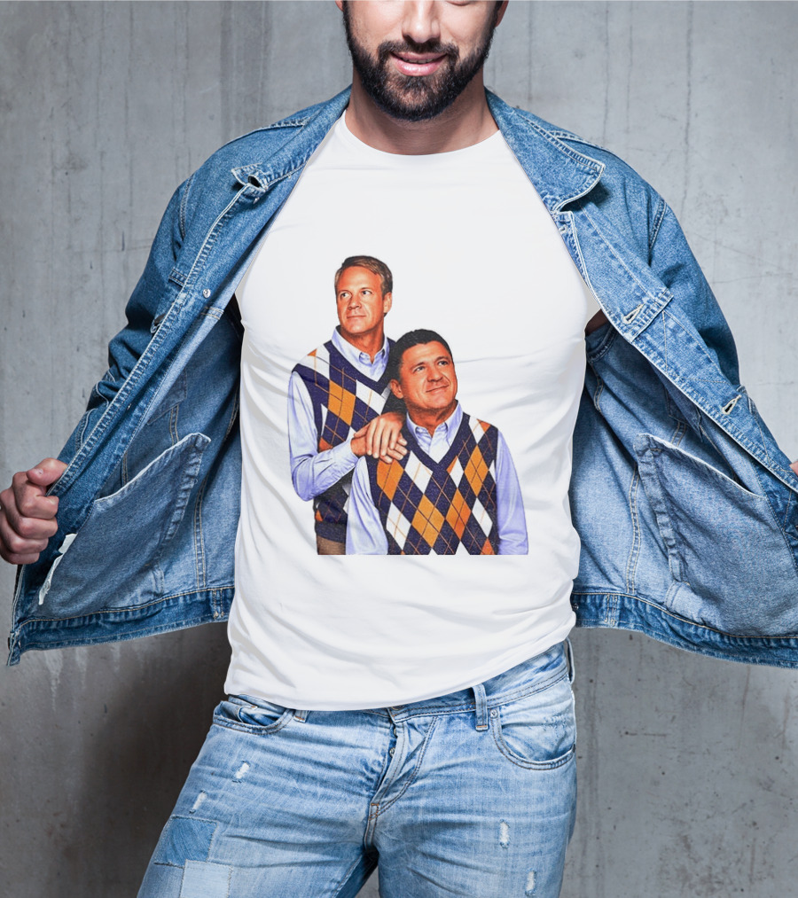 LSU Coaches Step Brothers Argyle Sweater Lane Kiffin T-Shirt