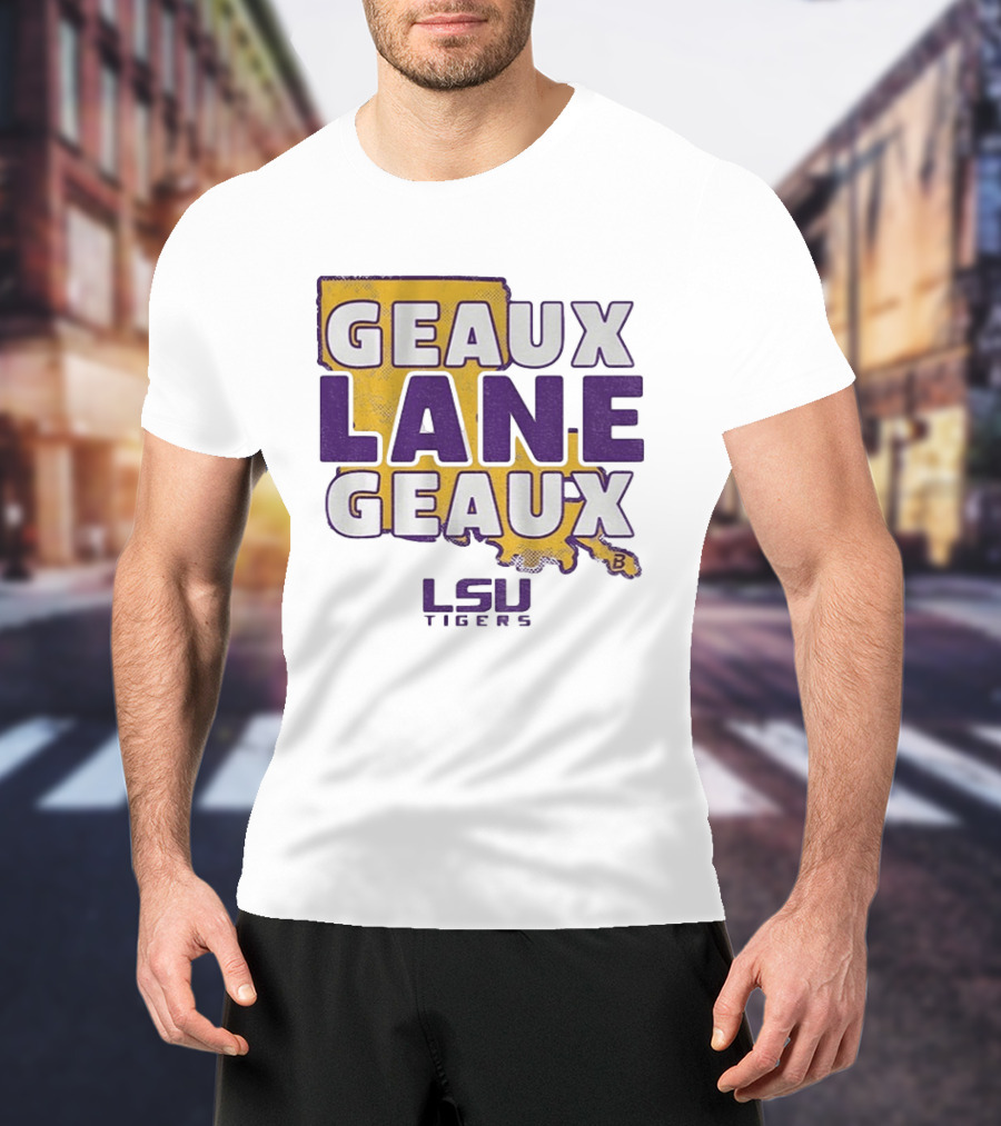 LSU Tigers Geaux Lane Geaux Football Louisiana Map T-Shirt
