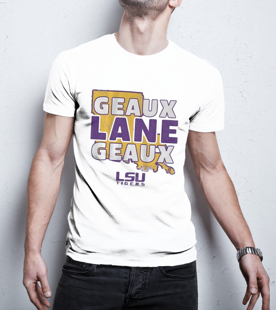 LSU Tigers Geaux Lane Geaux Football Louisiana Map T-Shirt