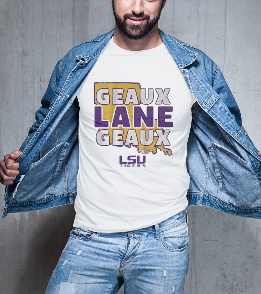 LSU Tigers Geaux Lane Geaux Football Louisiana Map T-Shirt